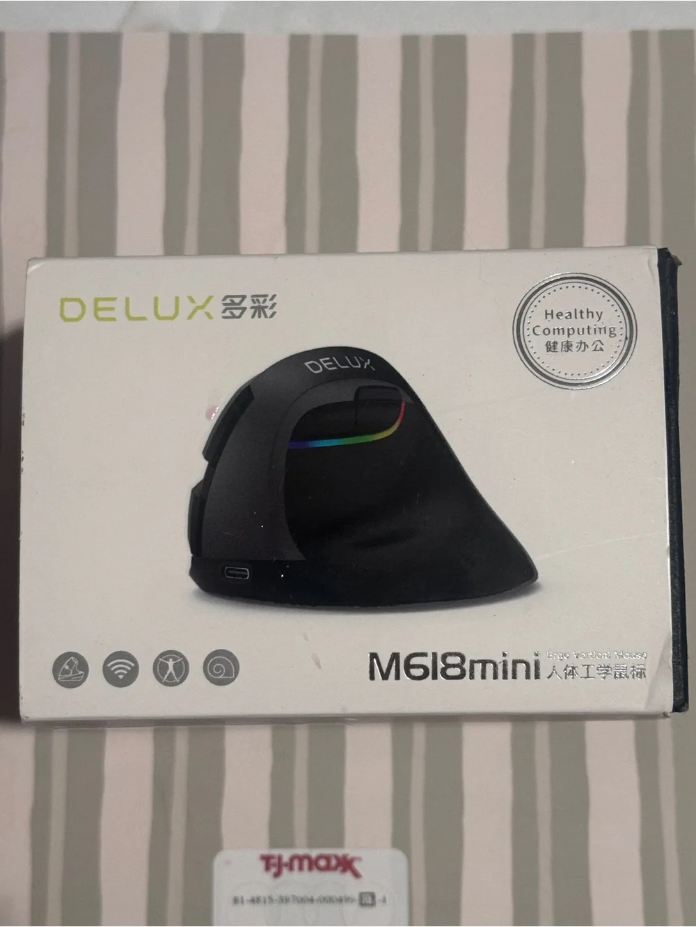 DELUX M618mini Ergonomic Vertical Mouse - Pink